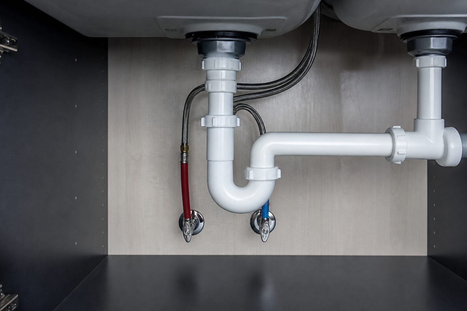 Clean under-sink plumbing lines